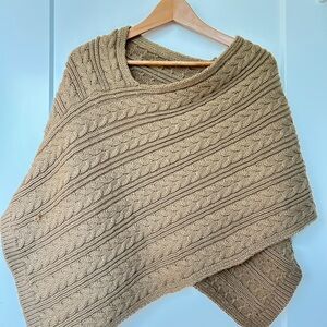 LOFT Cable Knit Poncho - Brown